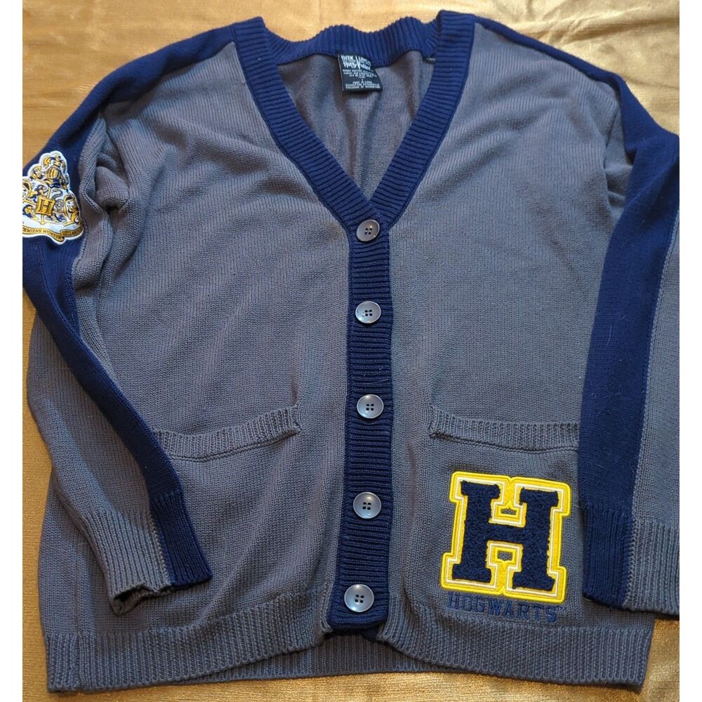 Harry Potter Hogwarts Varsity Cardigan Women’s Large Navy Gray Ravenclaw
